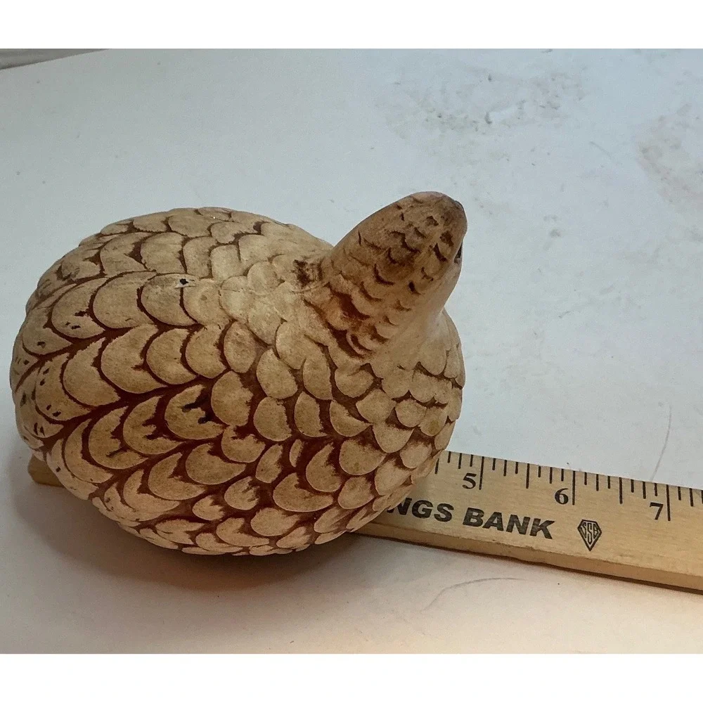 Vintage Ceramic Quail Figurine Hand Painted Bird Decor Tan Brown Small
